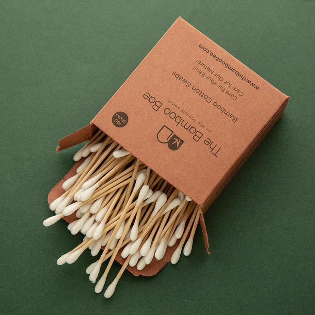 Bamboo Cotton Swabs | Bamboo Earbuds | 100 Sticks - 200 Swabs | Soft and Gentle