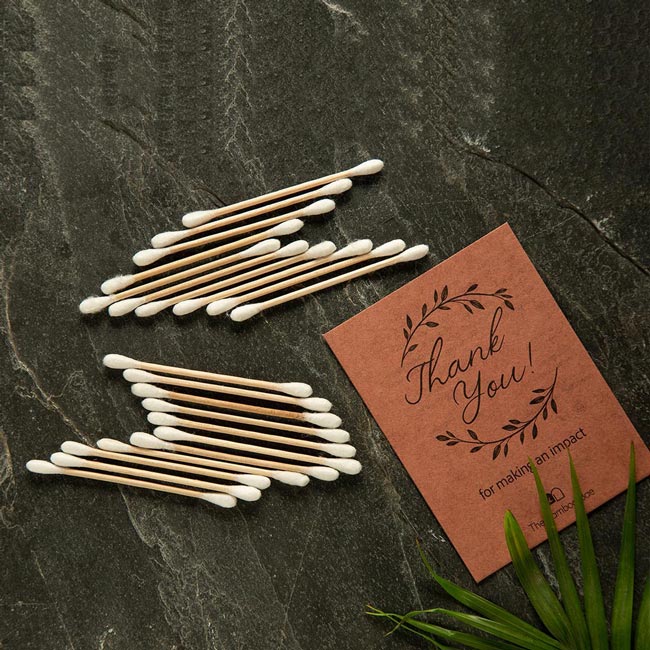 Bamboo Cotton Swabs | Bamboo Earbuds | 100 Sticks - 200 Swabs | Soft and Gentle