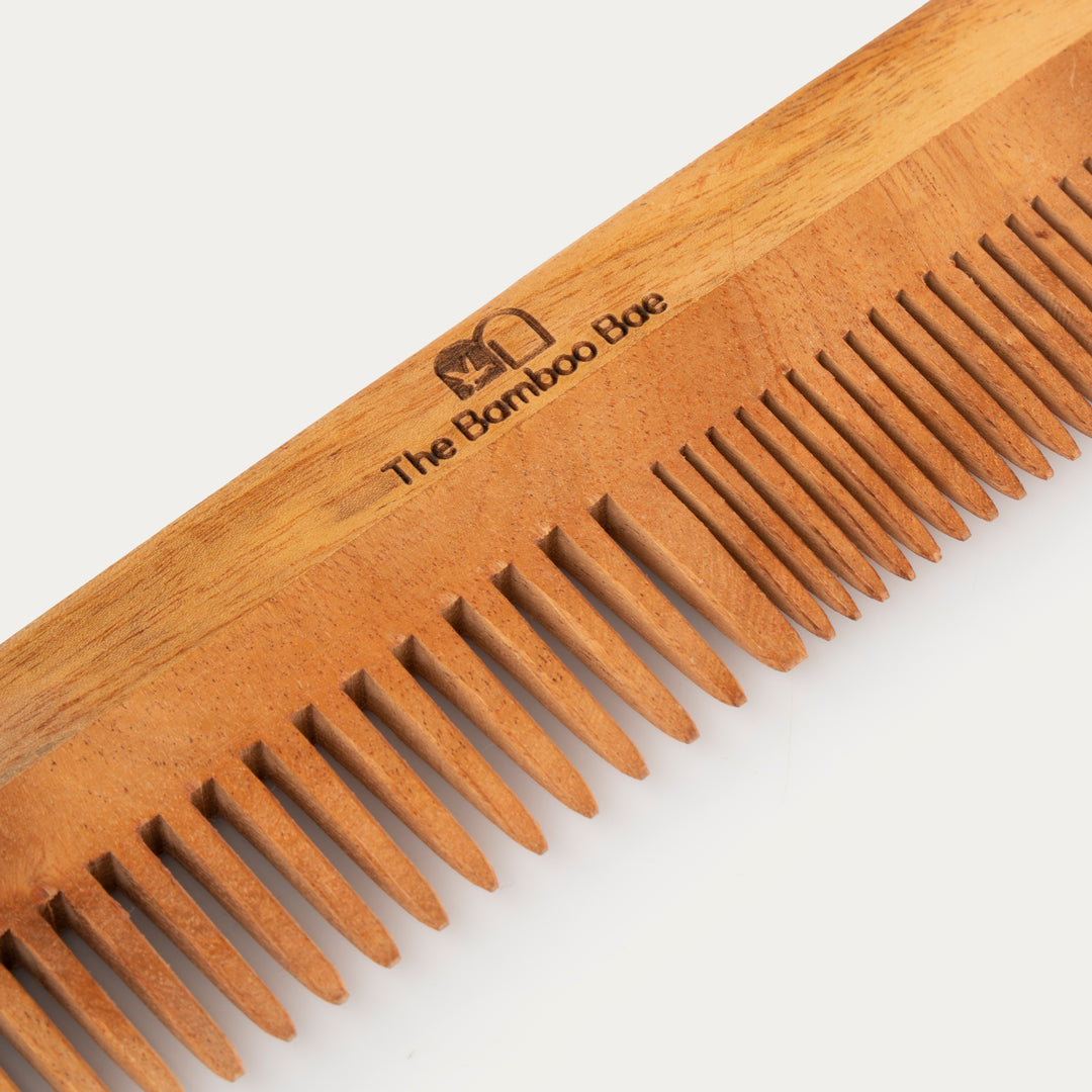 Neem Wood Comb | Both Wide and Narrow Spaced Teeth | Detangling & Styling