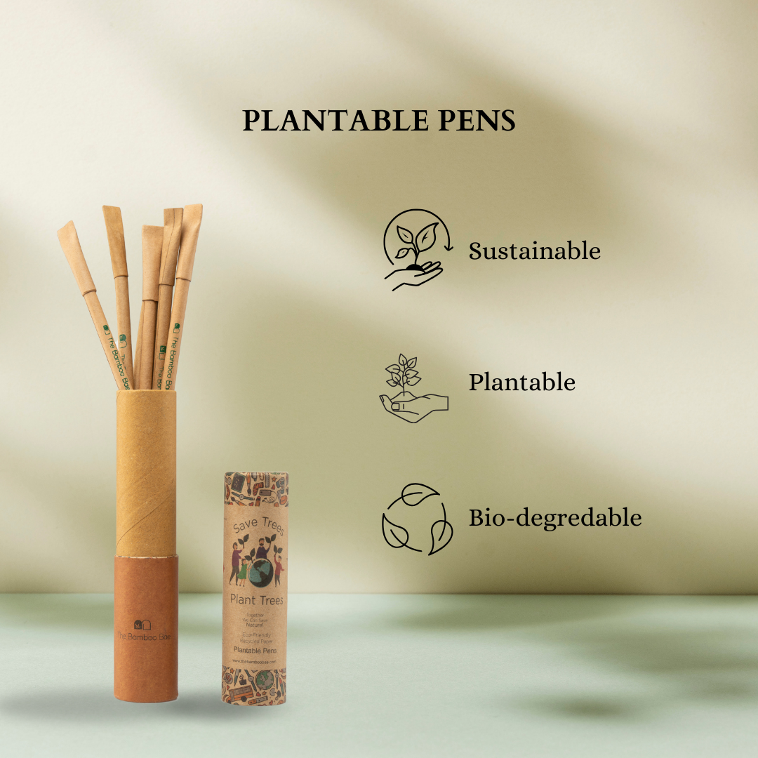 Paper Pens | 7 Plantable Pens with Reusable Tube | Recycled Paper Seed Pens