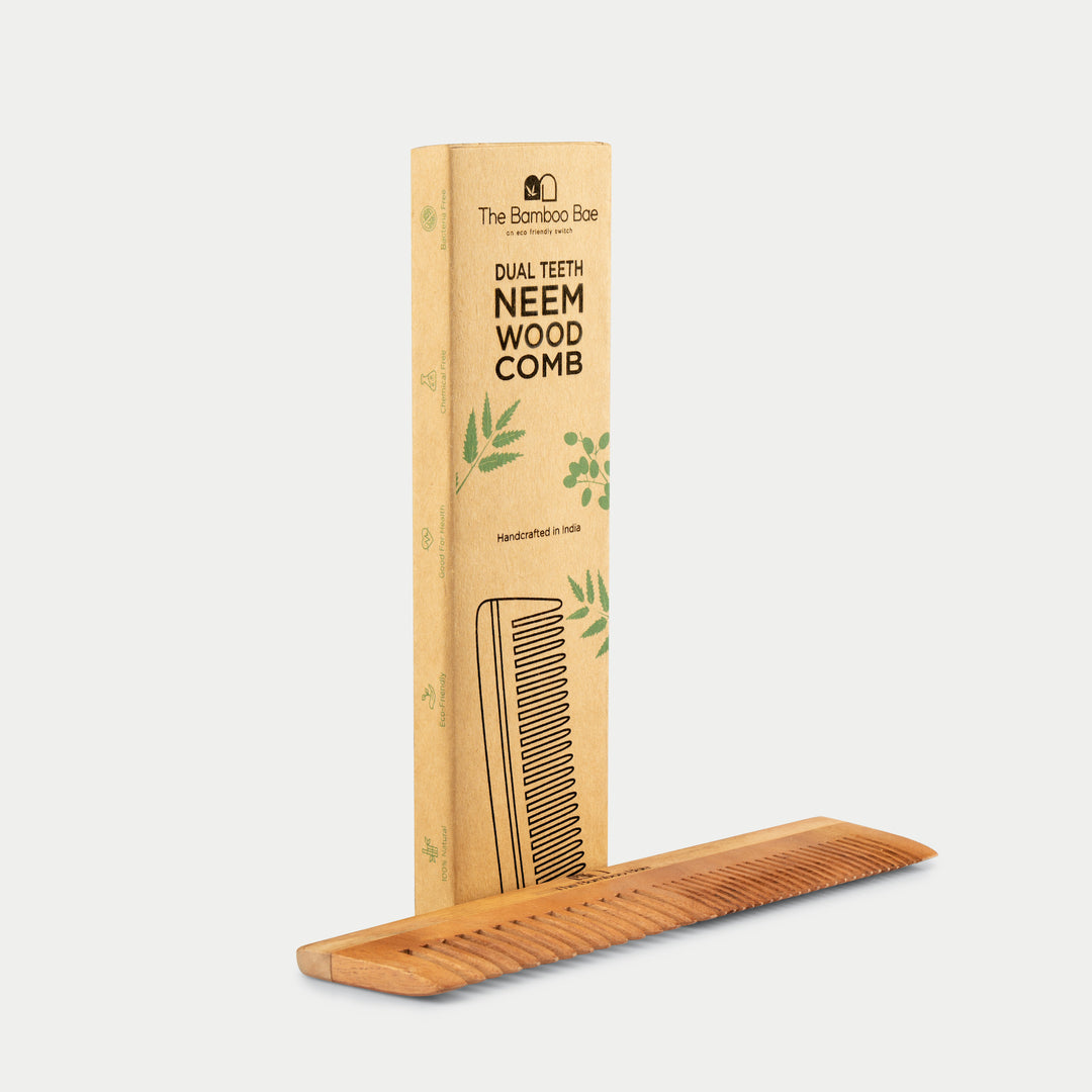 Neem Wood Comb | Both Wide and Narrow Spaced Teeth | Detangling & Styling