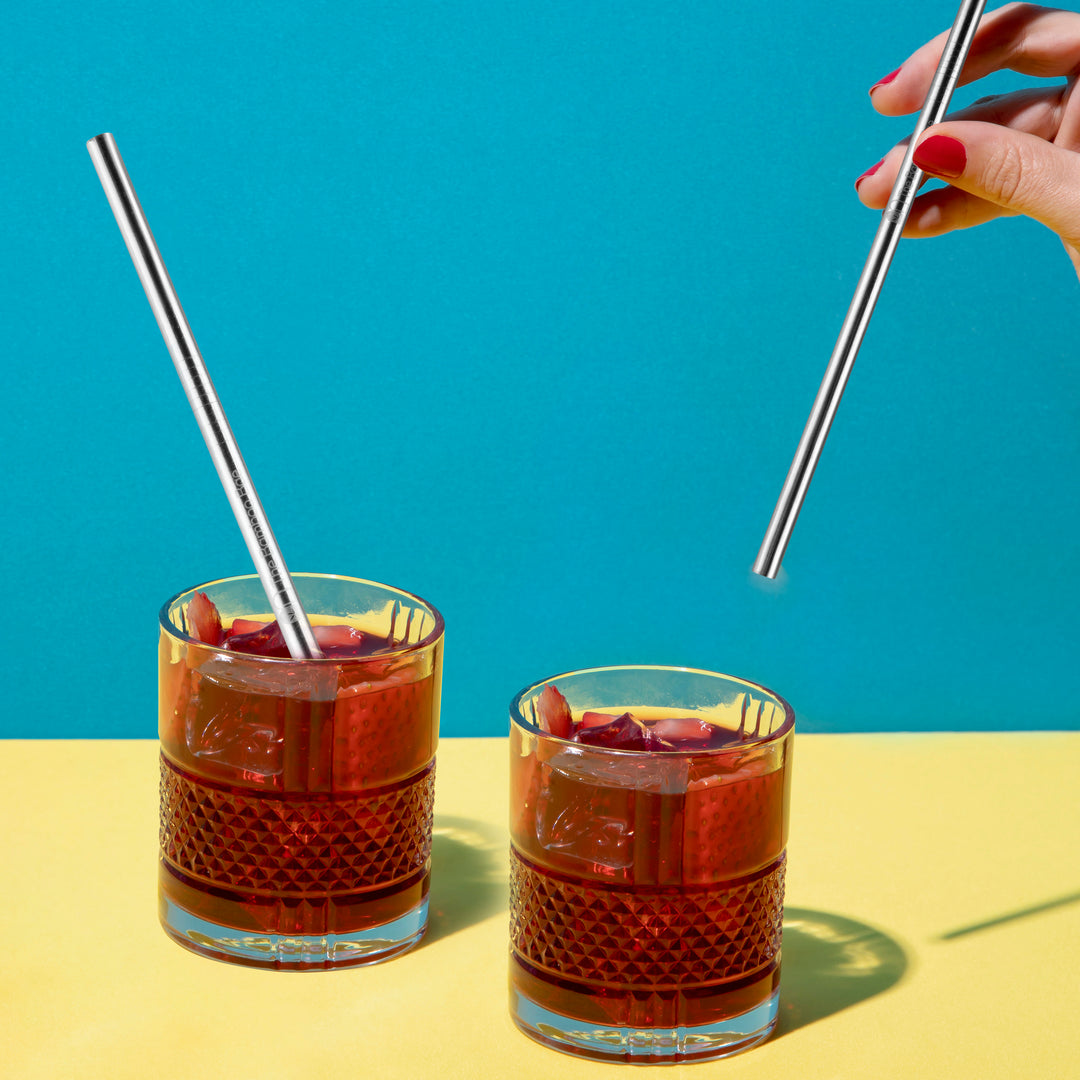Steel Straws | Reusable Straws 2 Bent + 2 Straight + 1 Cleaner + 1 Pouch | Eco friendly Straws