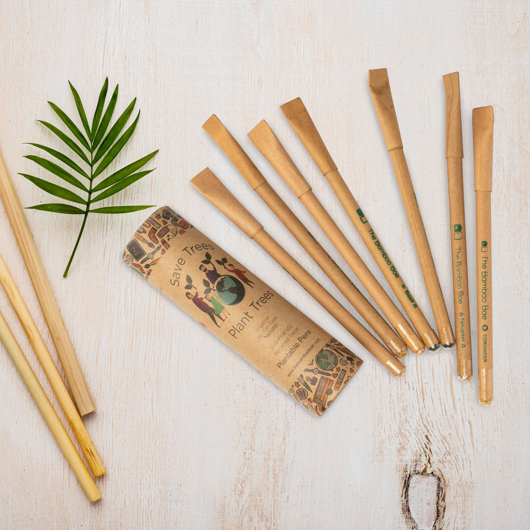 Paper Pens | 7 Plantable Pens with Reusable Tube | Recycled Paper Seed Pens